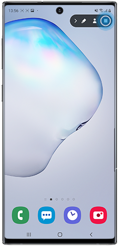 Note10 screenshot image displaying the Stop icon on the right top side during a screen recording