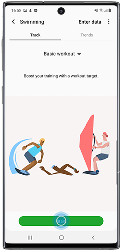 Tap Start to begin workout
