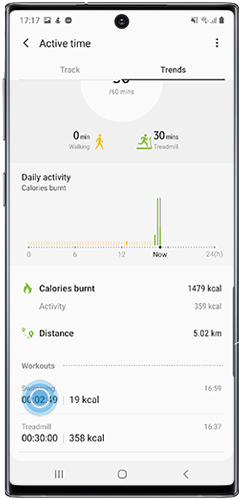 Tap to review previous workout