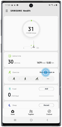 Tap to enter Recent workouts menu