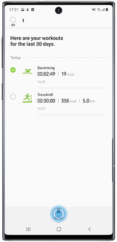 Tap to confirm deletion of previous workout