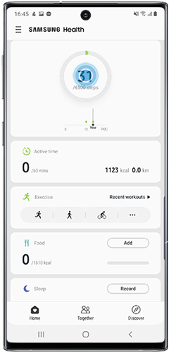 Tap the steps section on Samsung Health home page