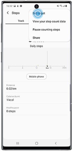 Tap Set target to set a step target