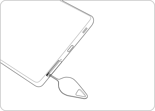 Insert ejector tool into hole next to SIM card tray