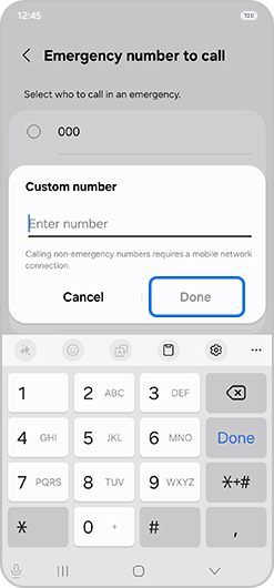 Custom number pop-up menu with “Done” selected