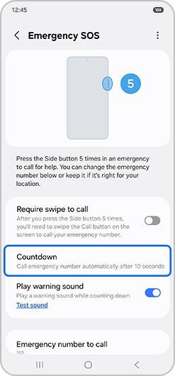 “Countdown” selected