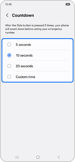 Countdown times selected