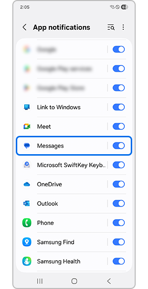 Selecting the Message app