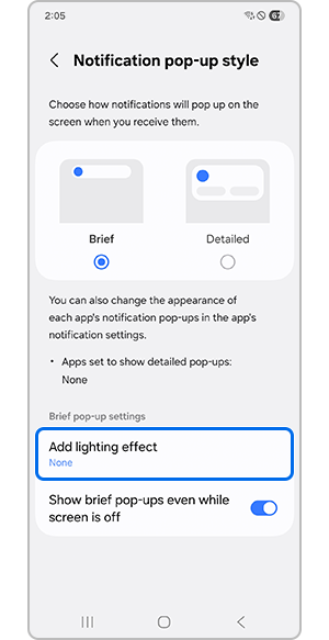Selecting Add lighting effect