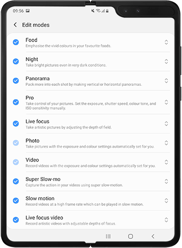 Tap to activate or deactivate camera modes