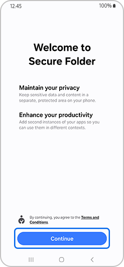 Continue option highlighted