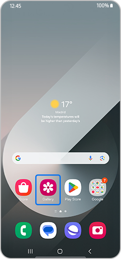 Gallery option highlighted
