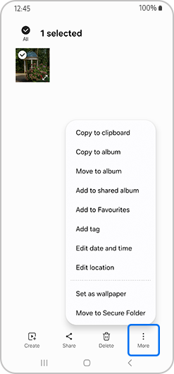 More option icon highlighted