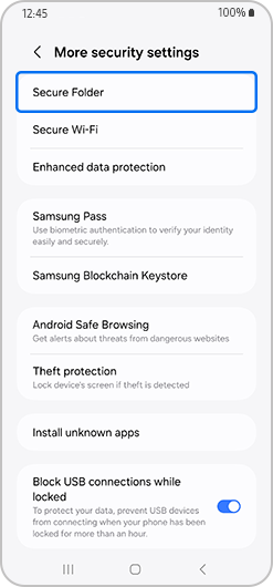 Secure Folder option highlighted