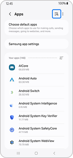Search icon highlighted