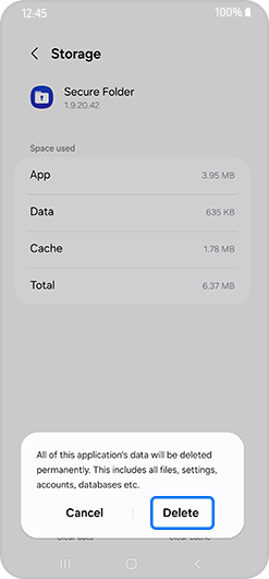 Delete option highlighted