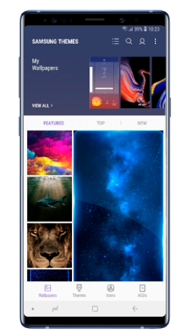 Select a background image from all available Samsung themes