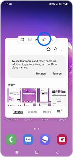 Full screen icon selected in pop-up window