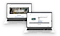 Two computers side by side with a screen showing Samsung Support Page and Samsung Product Page