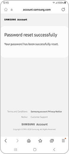 Password has been reset successfully page