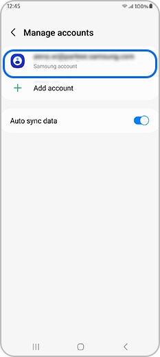 Email address/account in the manage accounts section