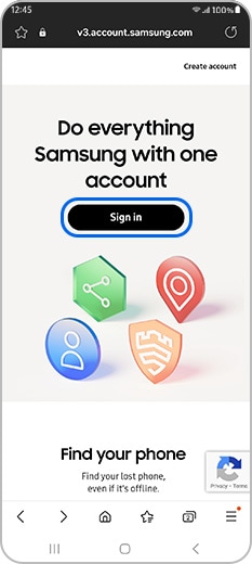Samsung account webpage sign-in