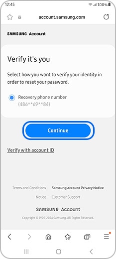 Verify it’s you and Continue