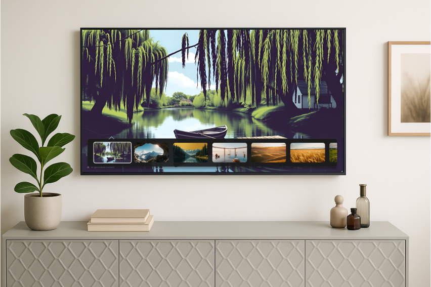 Samsung Smart TV showing Generative Wallpaper setting screen.