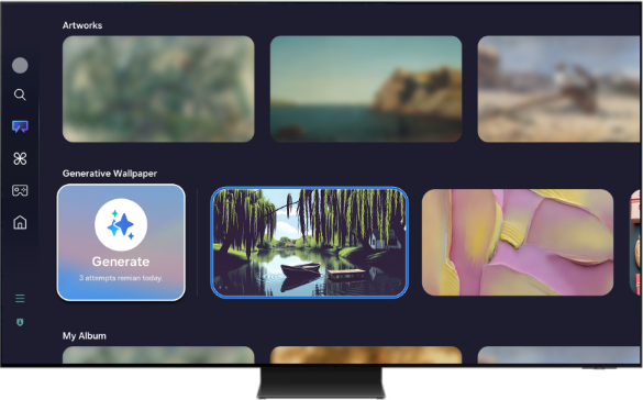 The generated image is saved and appears in the Generative Wallpaper row.