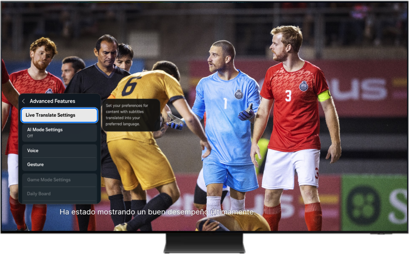 Advanced Features configuration menu opened with Live Translate Settings highlighted.