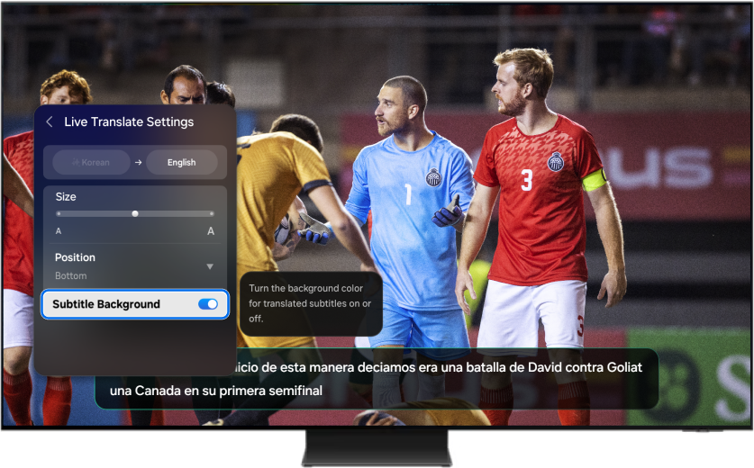 Subtitle Background menu with an option to turn the background on or off for improved subtitle visibility.
