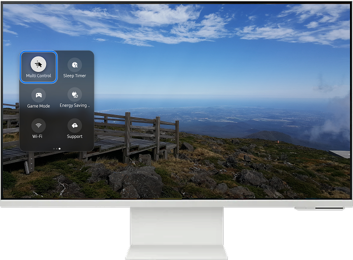 Samsung Smart Monitor displaying Multi Control icon on.