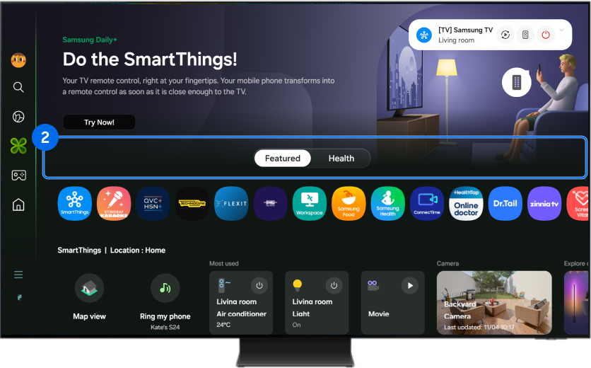 Displaying the Tab area of Samsung Daily+