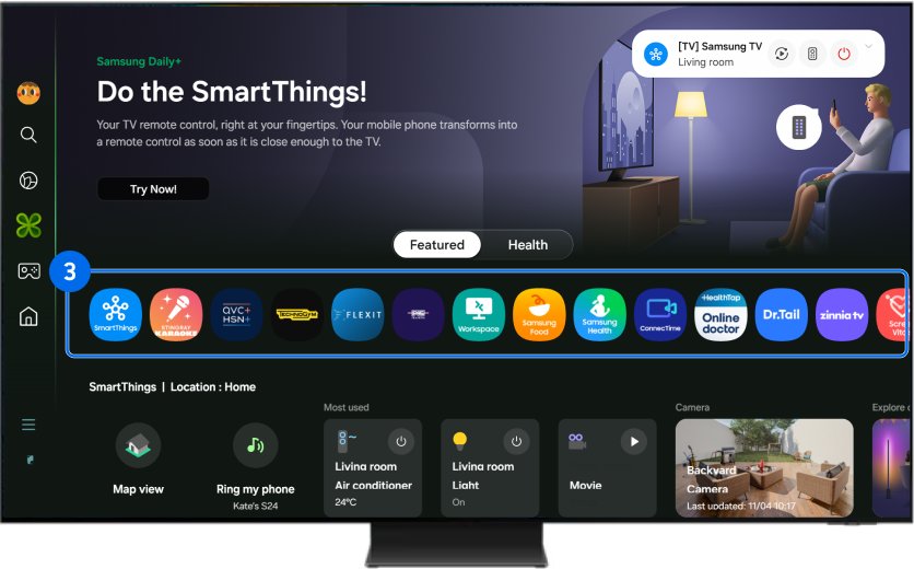 Displaying the App List area of Samsung Daily+