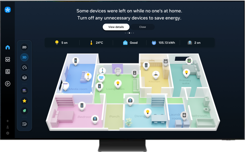 Displaying IoT home map page on a Samsung TV