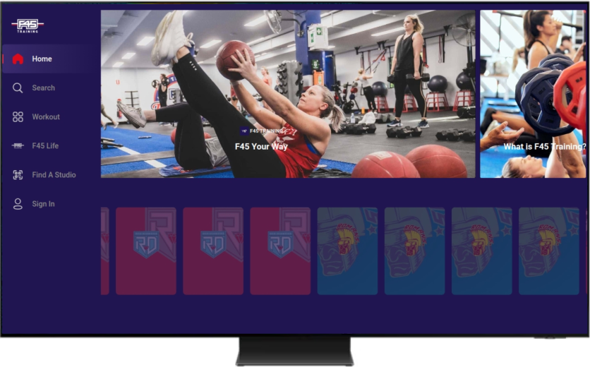 Displaying a home workout channel page on a Samsung TV