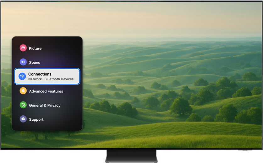 TV displaying the Connections menu.