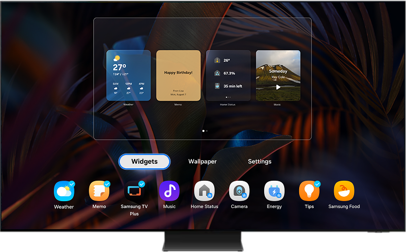 Daily Board interface with widget options on the bottom.