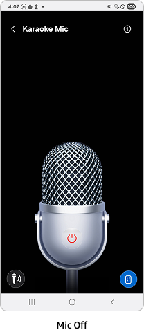 Karaoke Mic is displayed on a mobile device. The Mic is on an off mode.