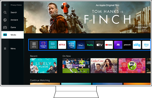 apps on the media home screen