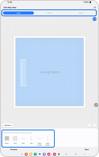 Method to arrange rooms and walls to create a representation of your floorplan