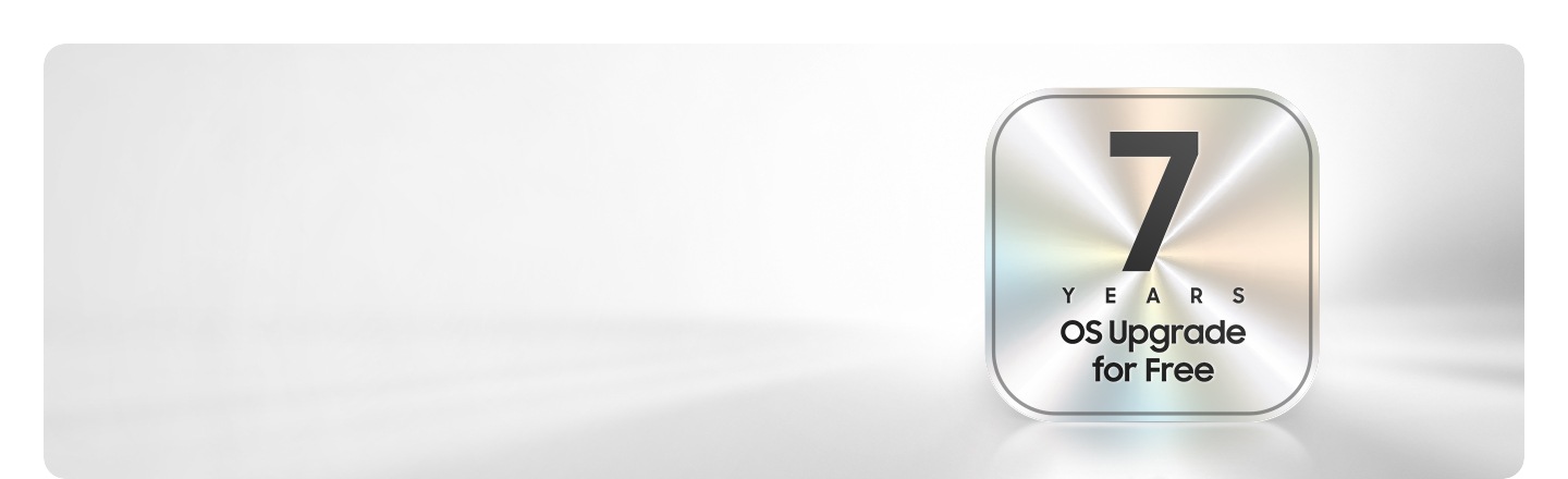 A metallic badge displays '7 Years OS Upgrade for Free' in bold text.