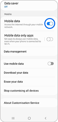 Mobile data switched on.