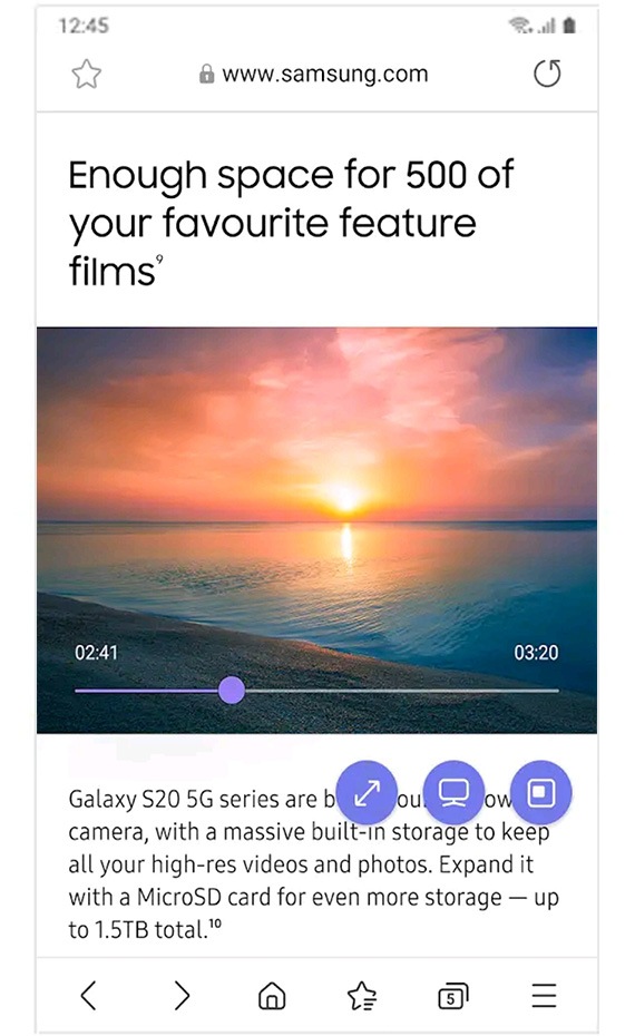 Samsung Video assistant is shown.