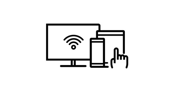 An icon representing Wi-Fi and displays.