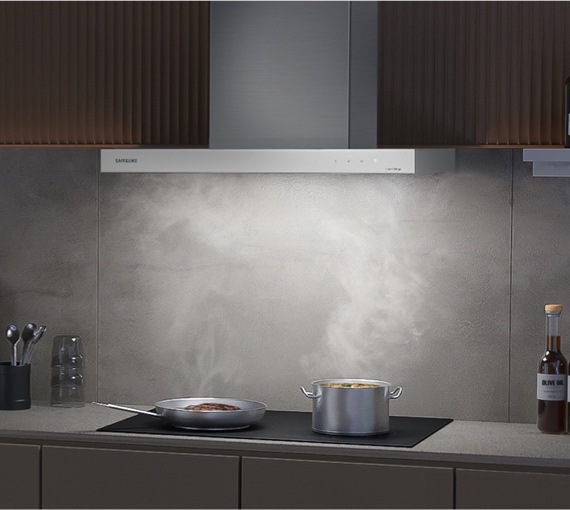 Pan & Pot on an Induction Cooktop with Active Range Hood