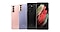 Back views of a Galaxy S21 5G in Phantom Pink and S21+ 5G in Phantom Violet, and front and back views of a Galaxy S21 Ultra 5G in Phantom Black.