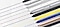 An assortment of different-colored S Pens lined up and drawing colored lines that are parallel to each other.