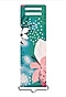Front view of a green floral phone strap with flowers and accent designs.
