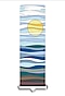 Front view of a colorful phone strap with an illustrated landscape and sun.